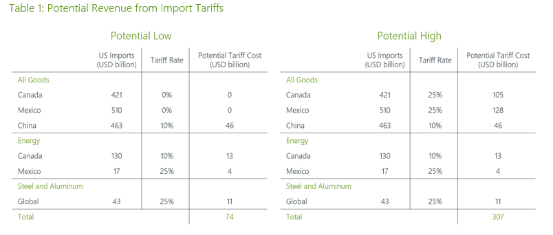 Potential Revenue from Import Tariffs