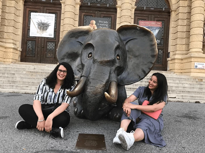 sara and sister with elephant